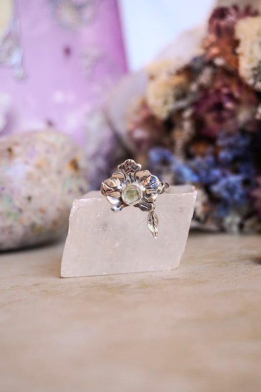.925 Sterling Silver Orchid Rings with Dangle Leaf