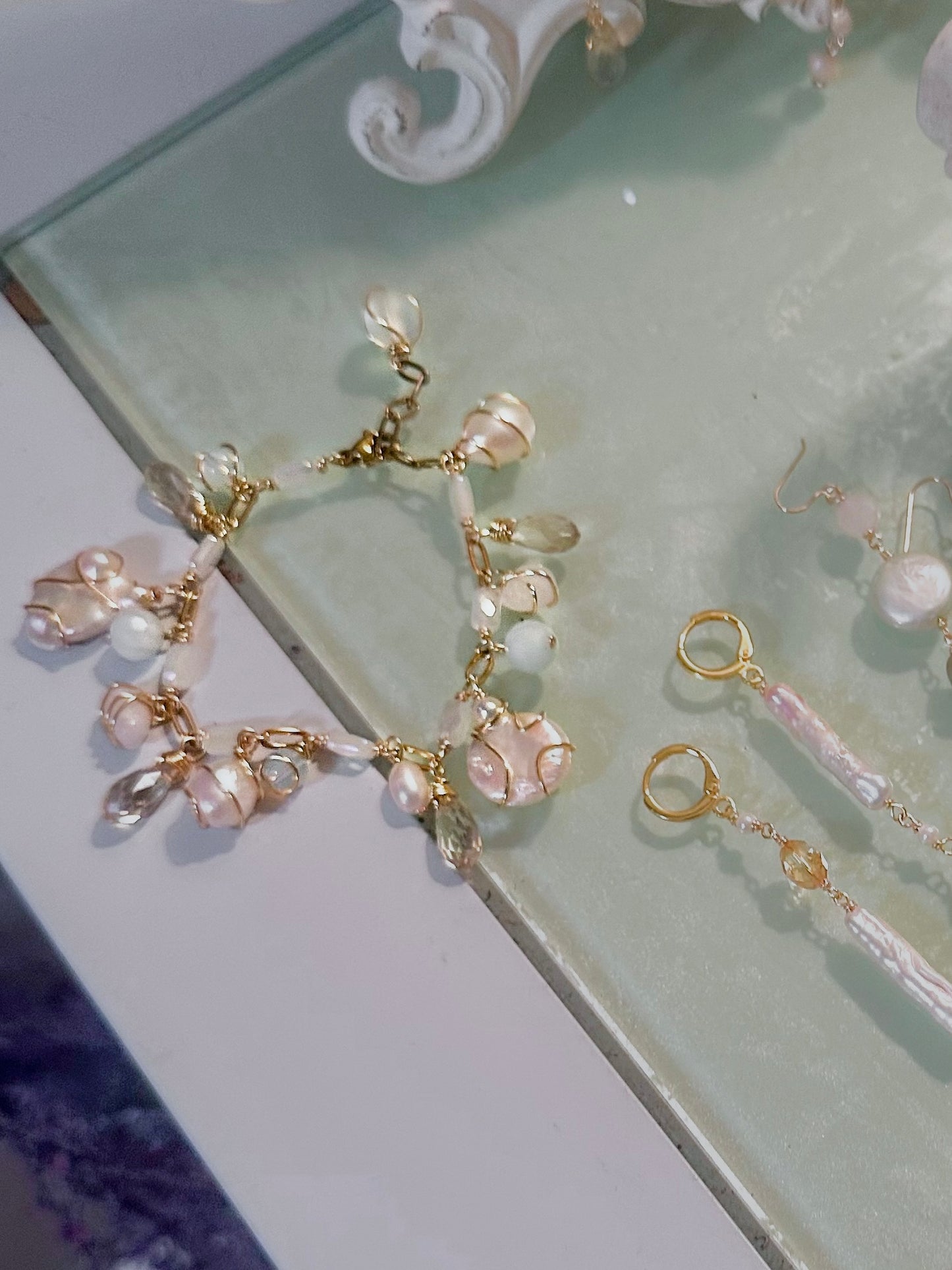 First Frost White and Blue Charm Bracelet