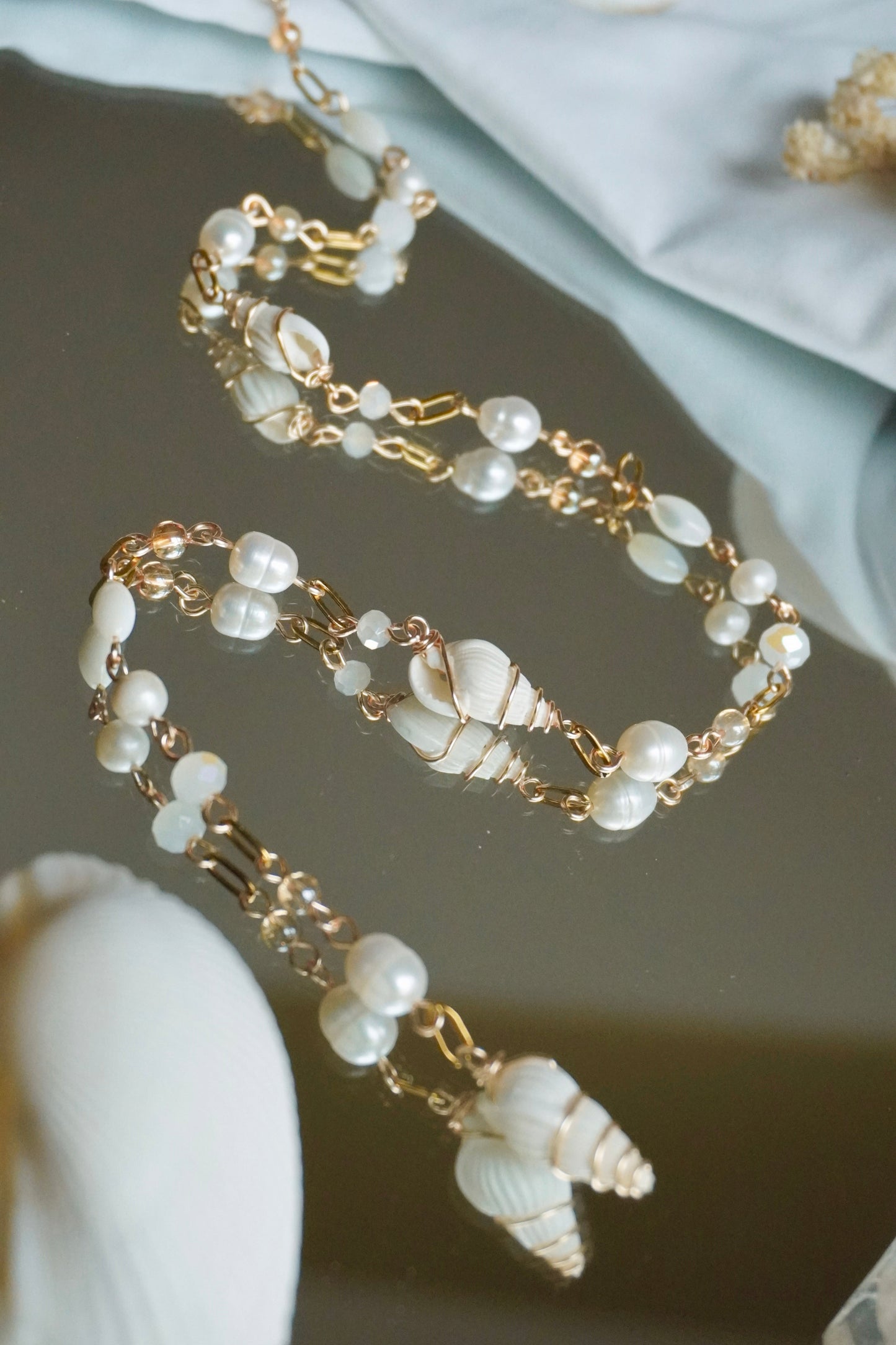 White Pearl Seashell Hippie Hair Bead