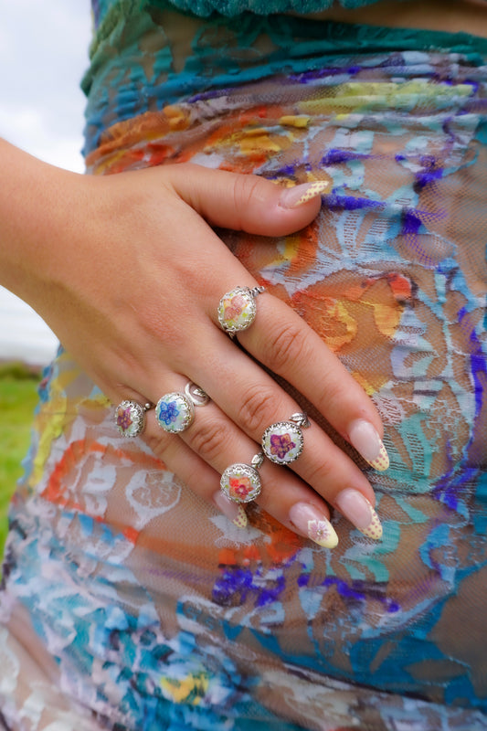 Orchid Blooms .925 Sterling Silver Rings