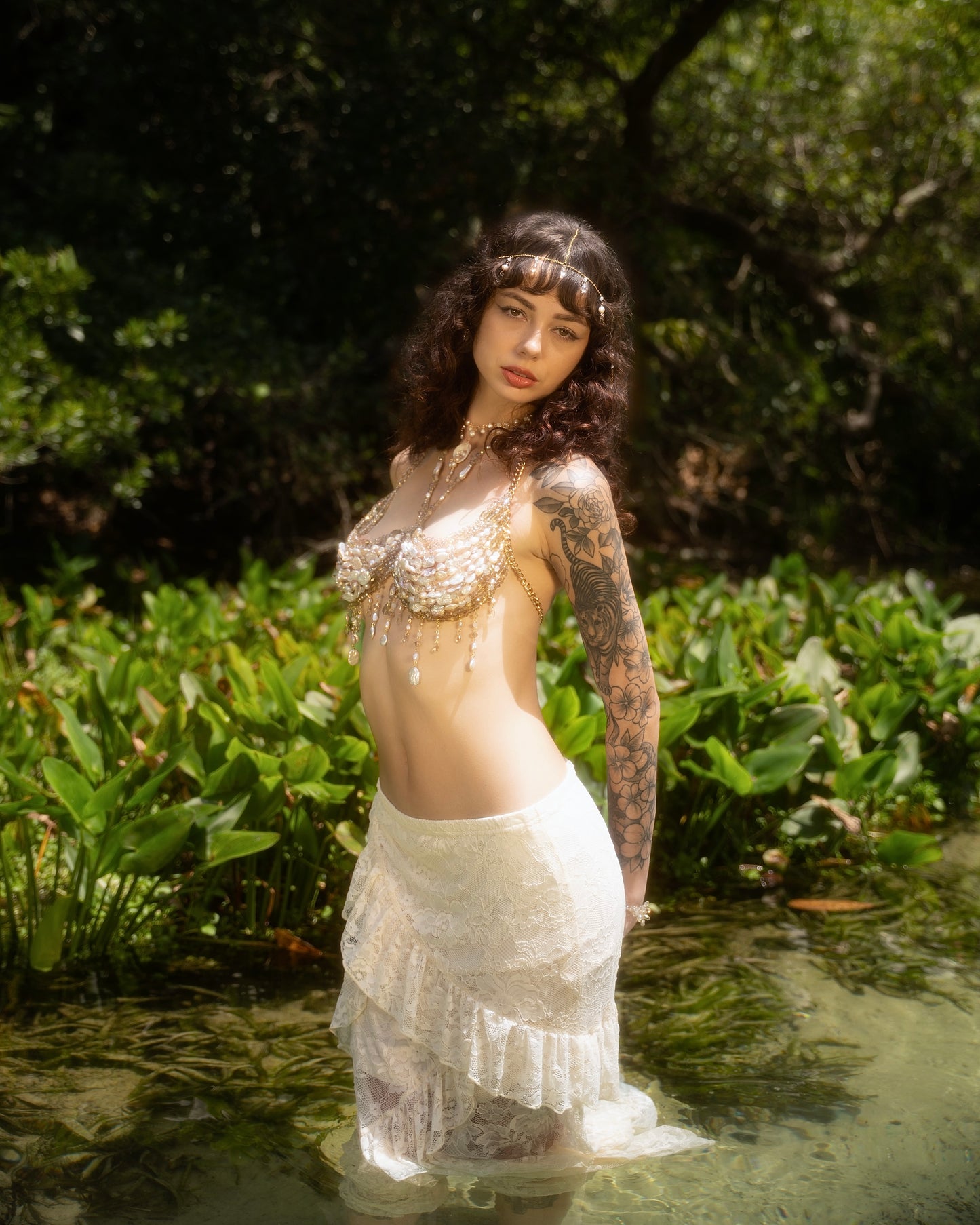Rainbow Pearlescent Beaded Bralette