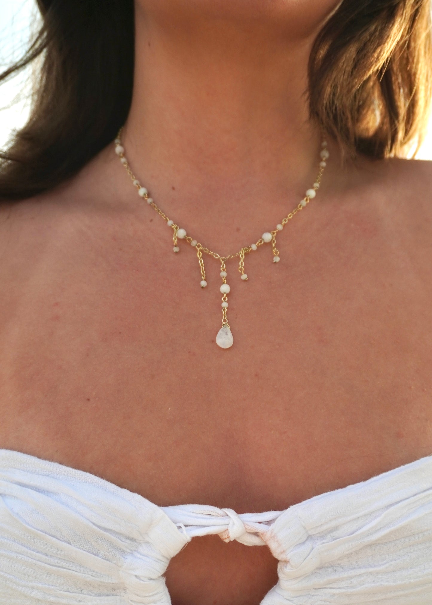 Dripping in Moonstone Necklace