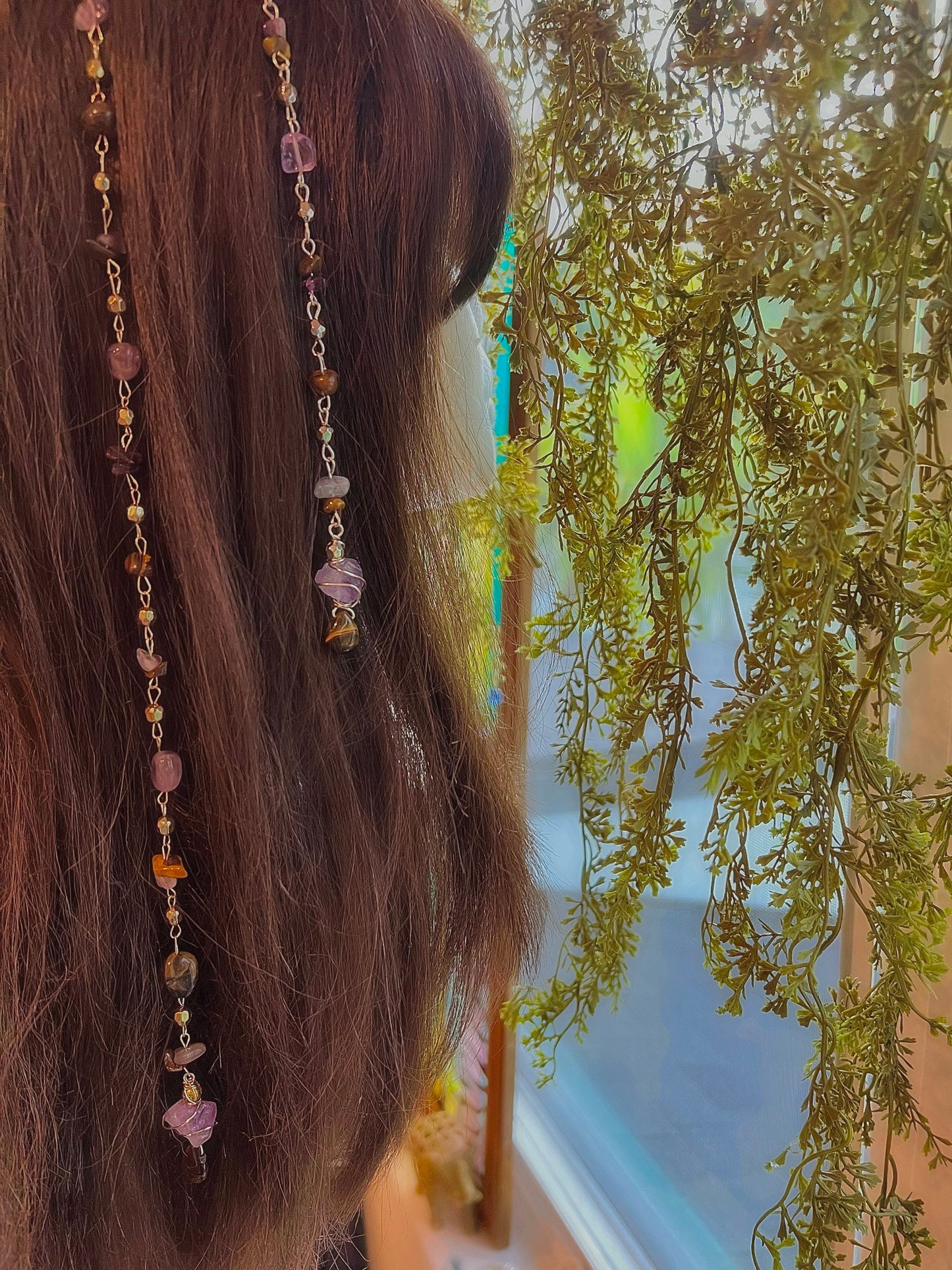 Non-Tarnishing Dreamer Hippie Hair Bead | Clip in Hair Accessory | Hippie Aesthetic Jewelry | Amethyst Hair Charm | Unique Hair Accessory