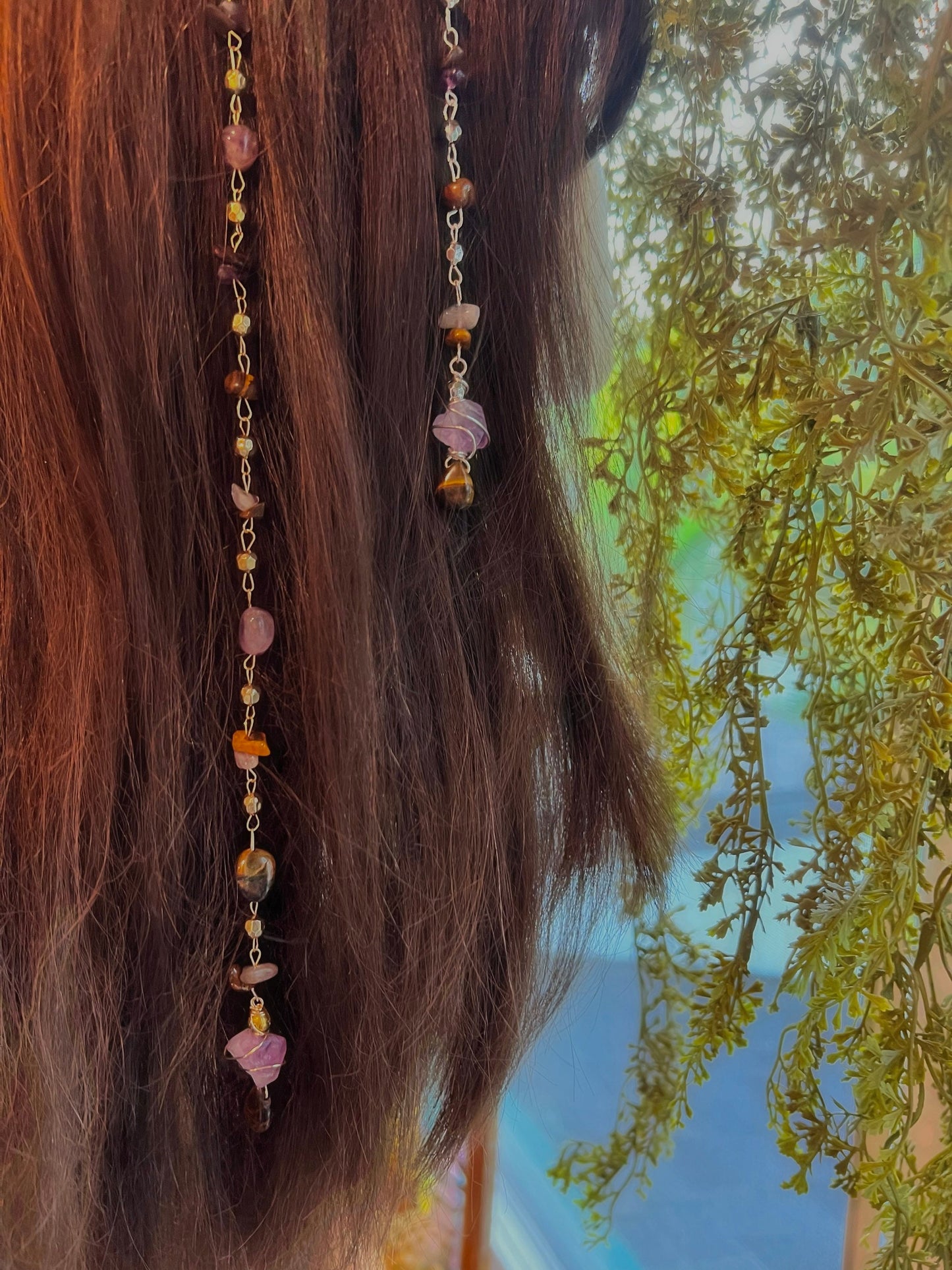 Non-Tarnishing Dreamer Hippie Hair Bead | Clip in Hair Accessory | Hippie Aesthetic Jewelry | Amethyst Hair Charm | Unique Hair Accessory