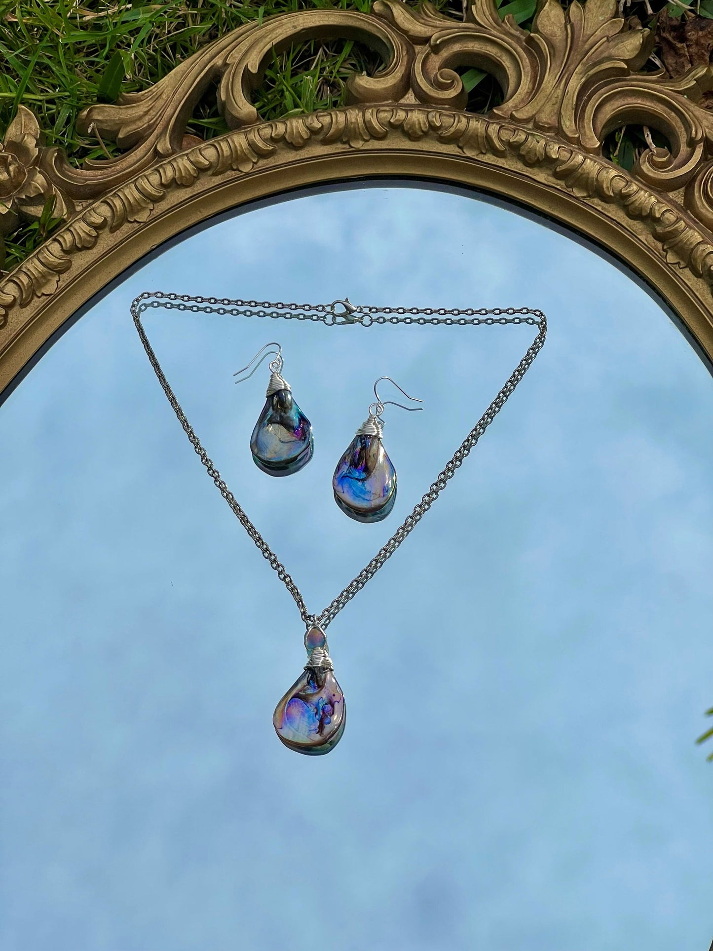 Ariel Mermaid Necklace & Earring Set | Siren Jewelry | Mother of Pearl Necklace | Ariel Shell Jewelry Set | Mermaid Shell Layering Necklace