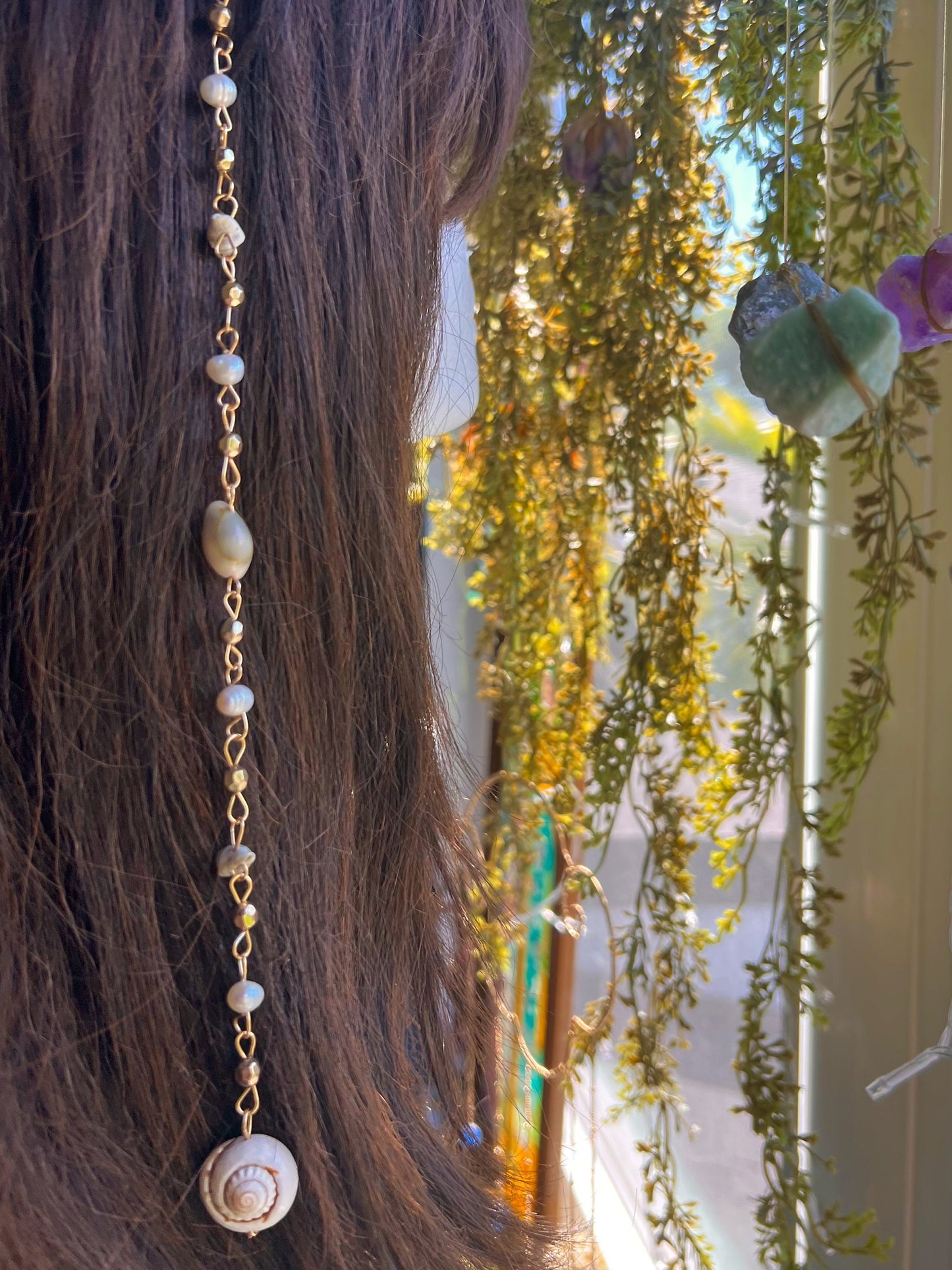 Mermaid Seashell Hippie Hair Bead | Dangling Hair Accessory | Beaded Hair Clip | Crystal Hair Charm | Mermaid Core | Seashell Hair Clip