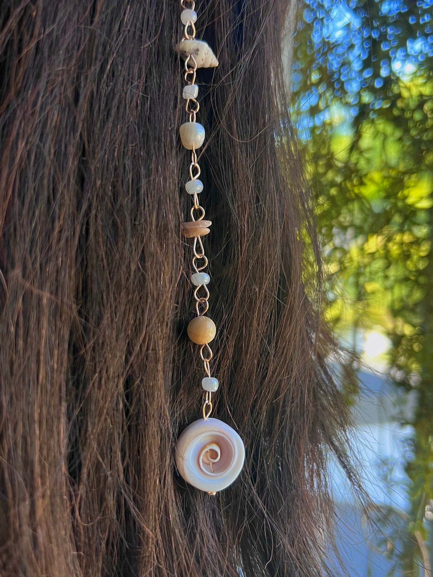Mermaid Seashell Hippie Hair Bead | Dangling Hair Accessory | Beaded Hair Clip | Crystal Hair Charm | Mermaid Core | Seashell Hair Clip