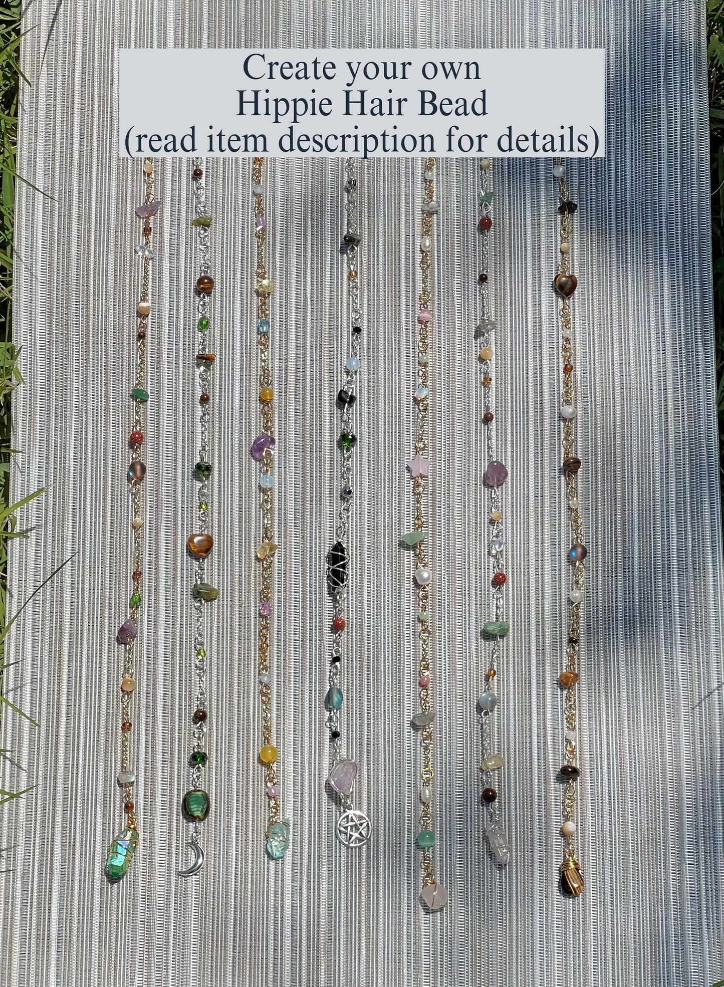 Create Your Own Crystal Hippie Hair Beads | Crystal Hair Accessories | Custom Boho Jewelry | Hair Charms | Crystal Hair Jewels | Gold/Silver