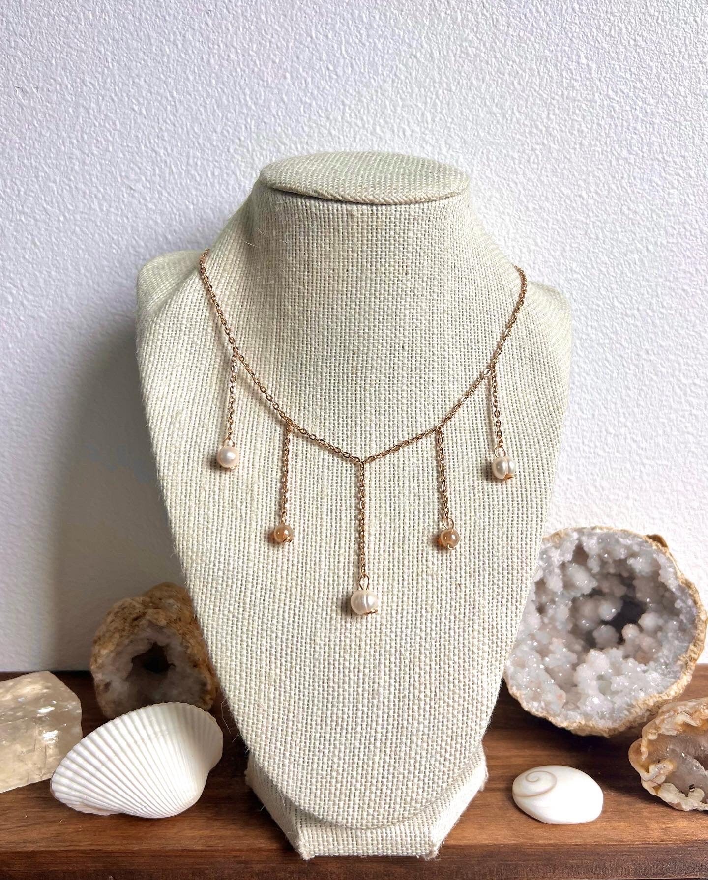 Charolette Necklace | Summer Jewelry | Pearl and Citrine Necklace | Pearl Under the Sea Jewelry | Pearl Necklace
