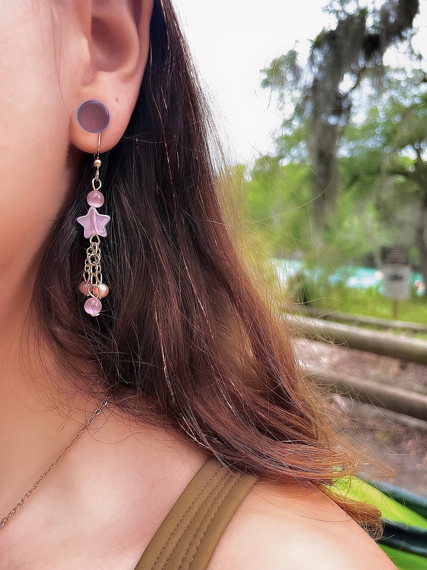 White Dangle Star Crystal Earrings | Custom Crystal Earrings | Gold/Silver Hippie Crystal Earrings l Pearl Dangly Earrings