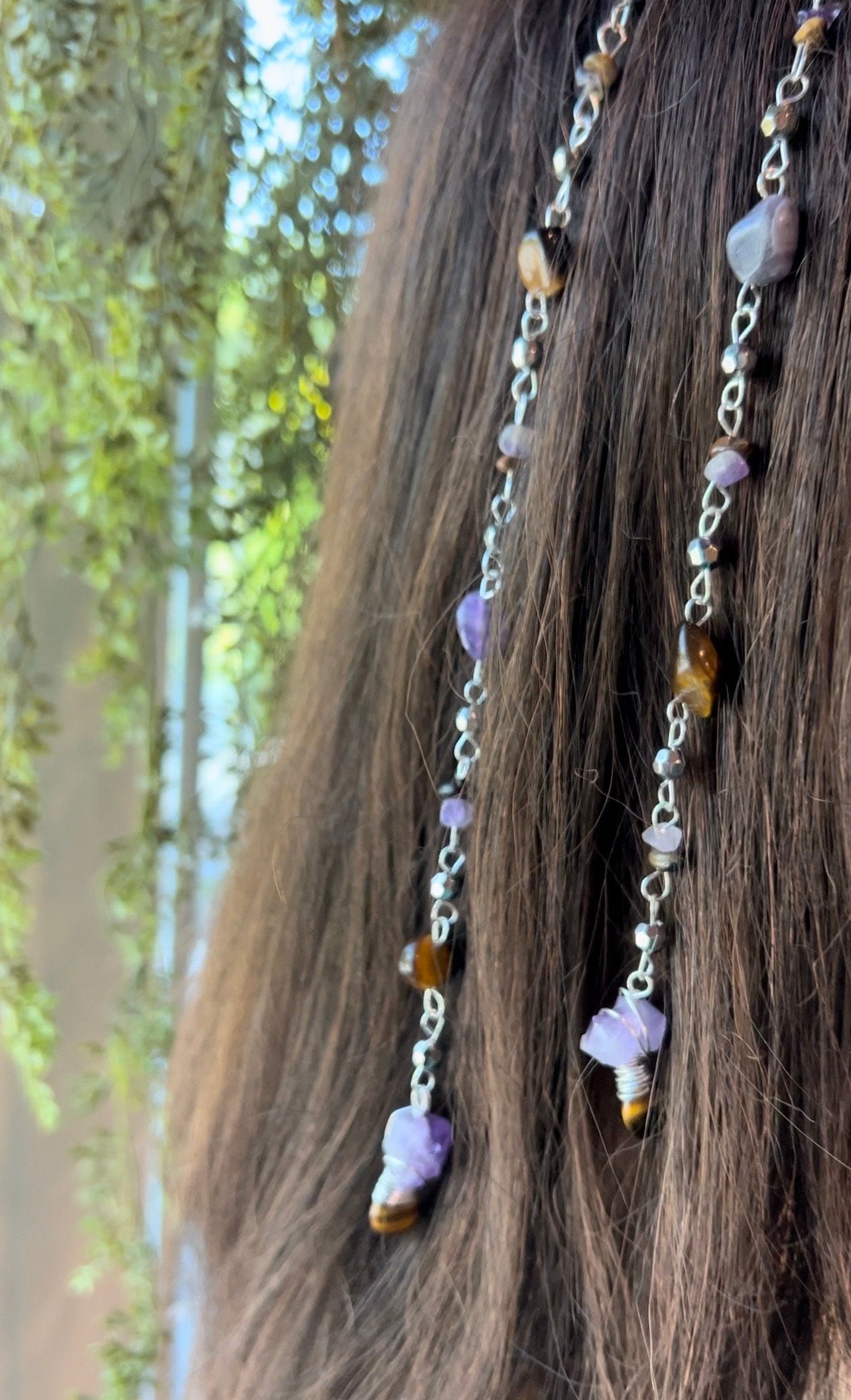 Non-Tarnishing Dreamer Hippie Hair Bead | Clip in Hair Accessory | Hippie Aesthetic Jewelry | Amethyst Hair Charm | Unique Hair Accessory