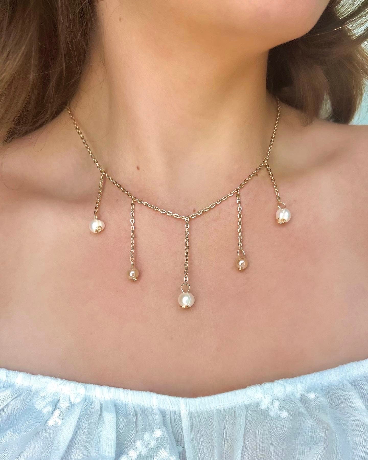 Charolette Necklace | Summer Jewelry | Pearl and Citrine Necklace | Pearl Under the Sea Jewelry | Pearl Necklace