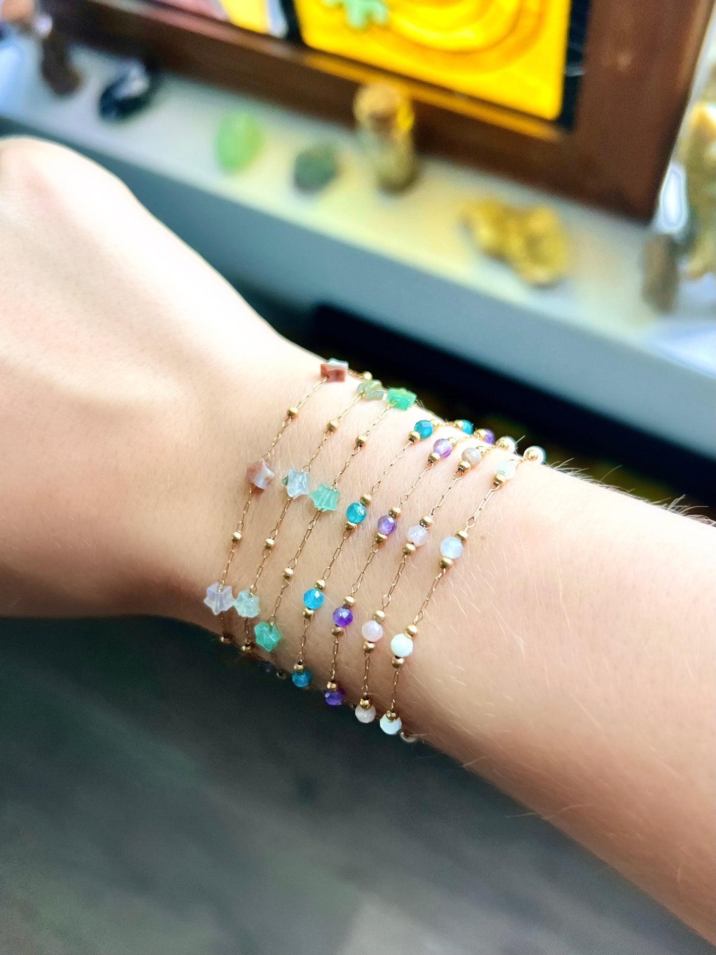 Gold Unique Star Crystal Bracelets | Dainty Star Bracelets | Gold Dainty Crystal Necklace | Gold Crystal Dainty Gold Bracelet