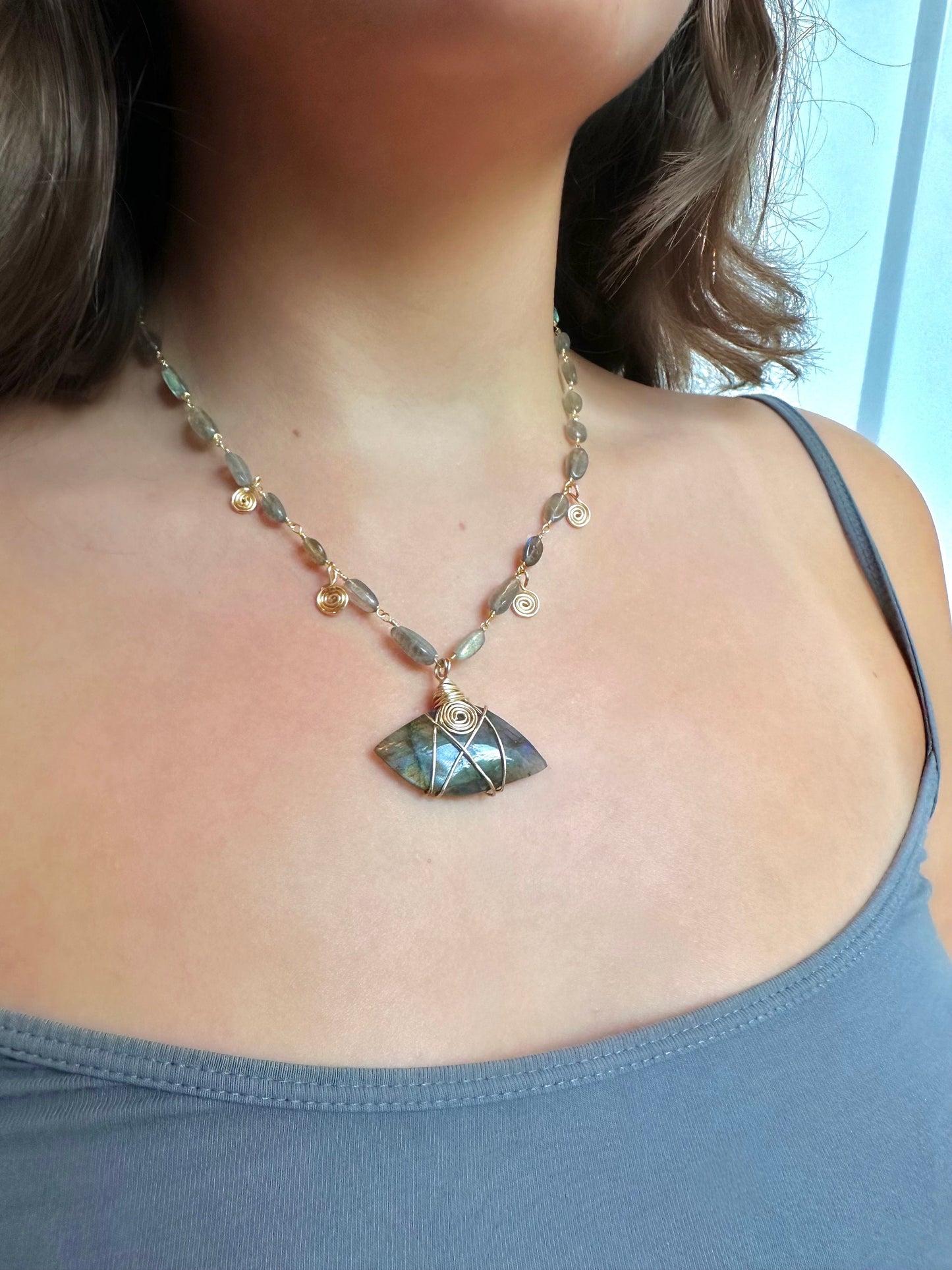 Evil Eye Beaded Crystal Necklace, Trendy Labradorite Jewelry, Gift for Her, Minimalist Gift, Labradorite Layering Necklace 14k Gold & Silver