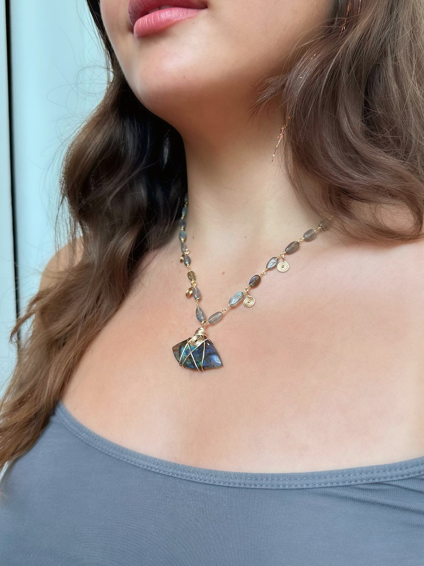 Evil Eye Beaded Crystal Necklace, Trendy Labradorite Jewelry, Gift for Her, Minimalist Gift, Labradorite Layering Necklace 14k Gold & Silver