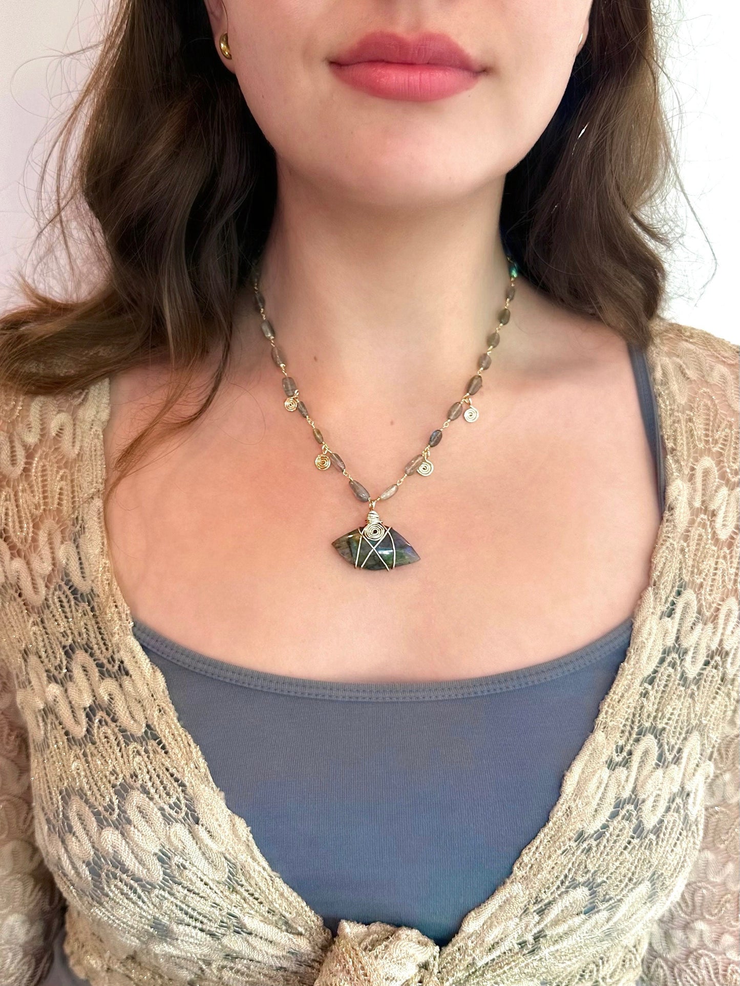 Evil Eye Beaded Crystal Necklace, Trendy Labradorite Jewelry, Gift for Her, Minimalist Gift, Labradorite Layering Necklace 14k Gold & Silver