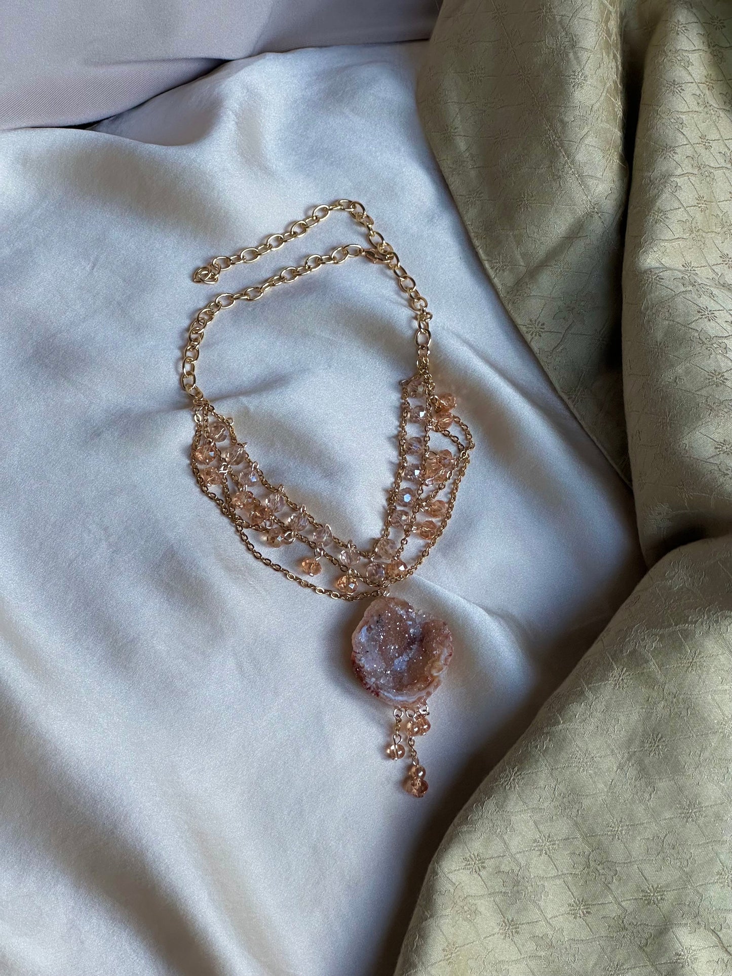 One of a Kind Gold Freya Geode Necklace | Unique Geode Jewelry | Geode Czech Necklace | Elegant Statement Piece | Bridal Geode Necklace