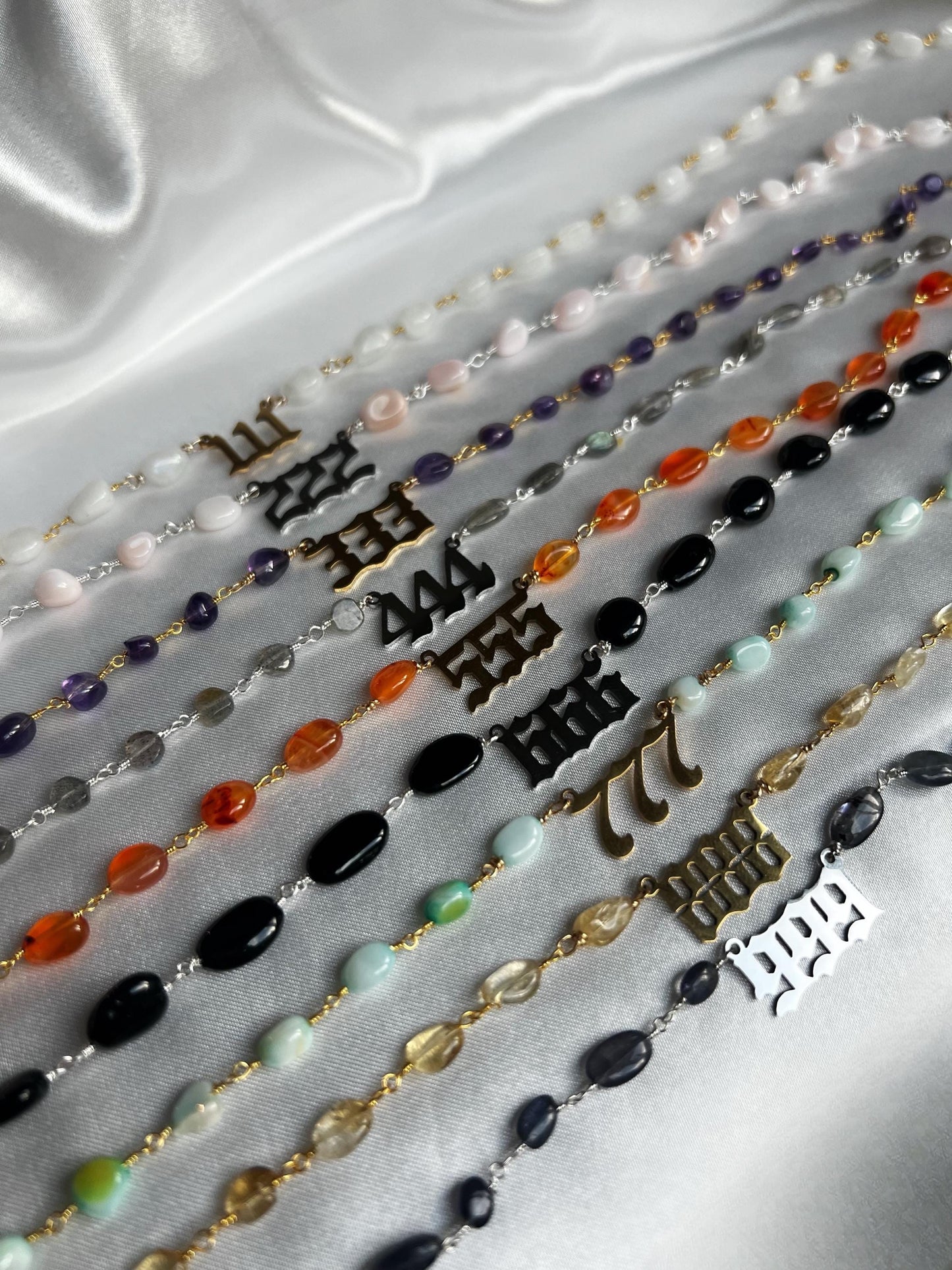 14K Gold or Sterling Silver Gemstone Angel Number Necklace, Custom Necklace, Angel Number Necklace, Gift for Her, Gemstone Jewelry