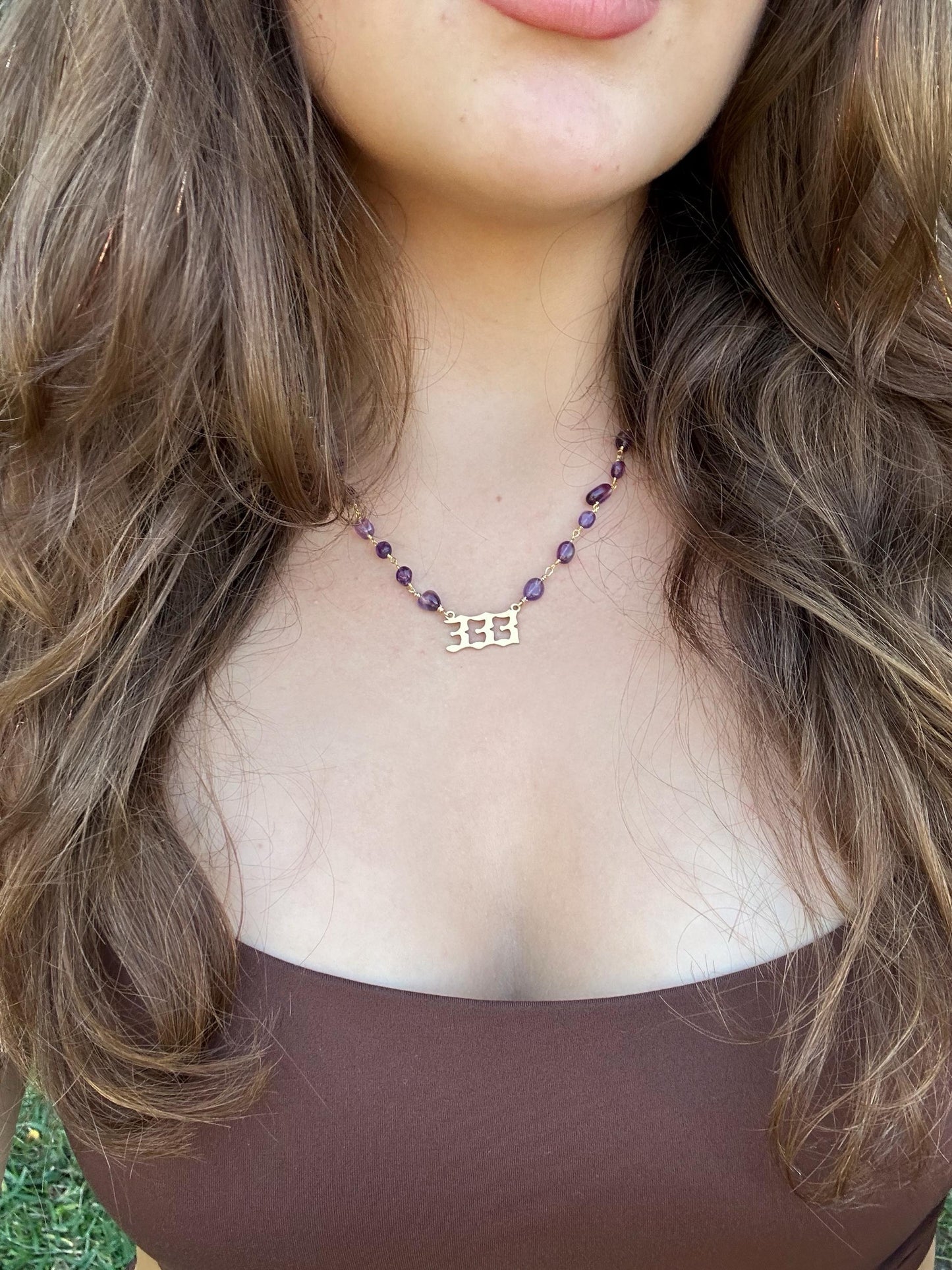 14K Gold or Sterling Silver Gemstone Angel Number Necklace, Custom Necklace, Angel Number Necklace, Gift for Her, Gemstone Jewelry