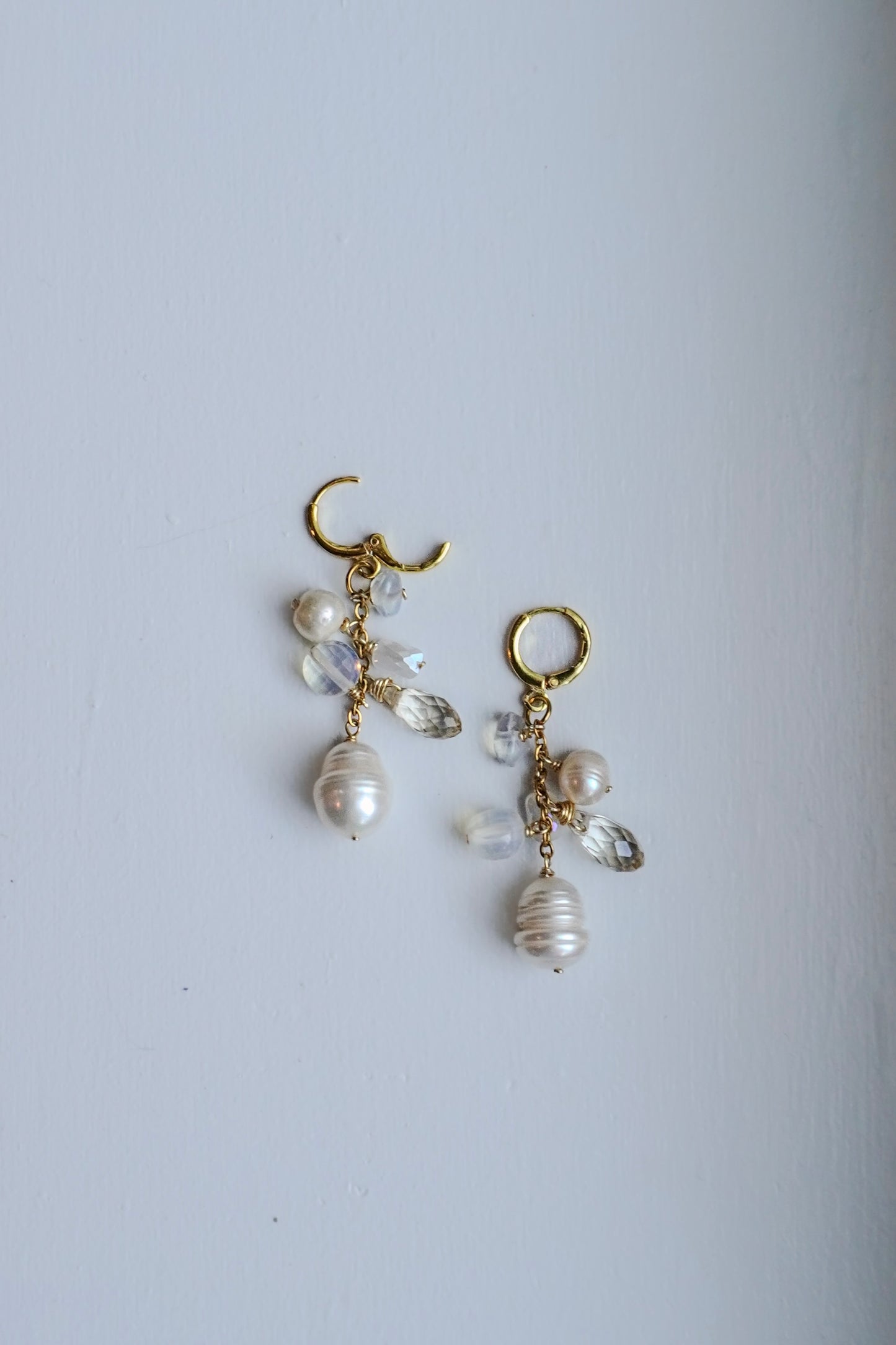 First Frost White and Blue Charm Earrings