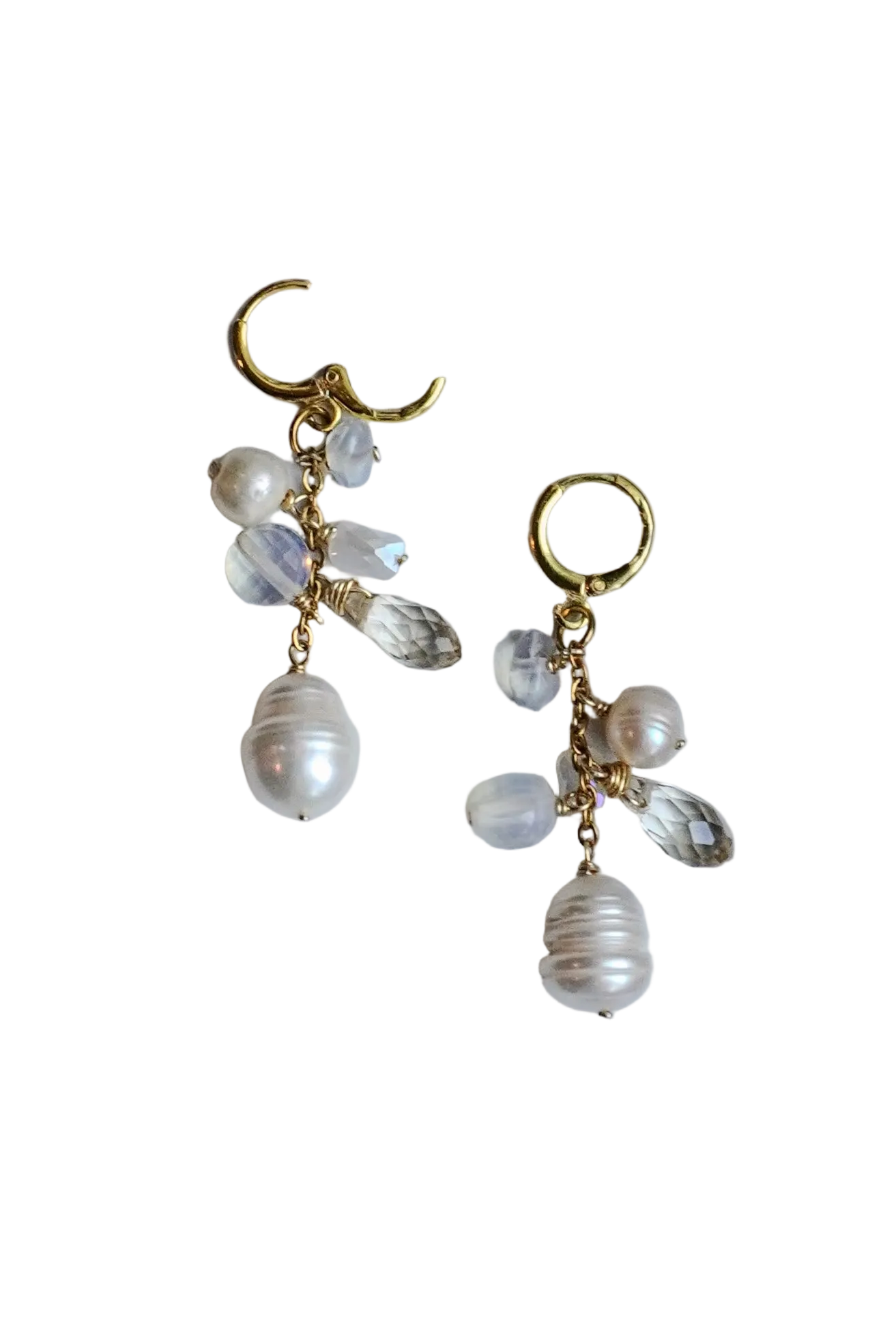 First Frost White and Blue Charm Earrings