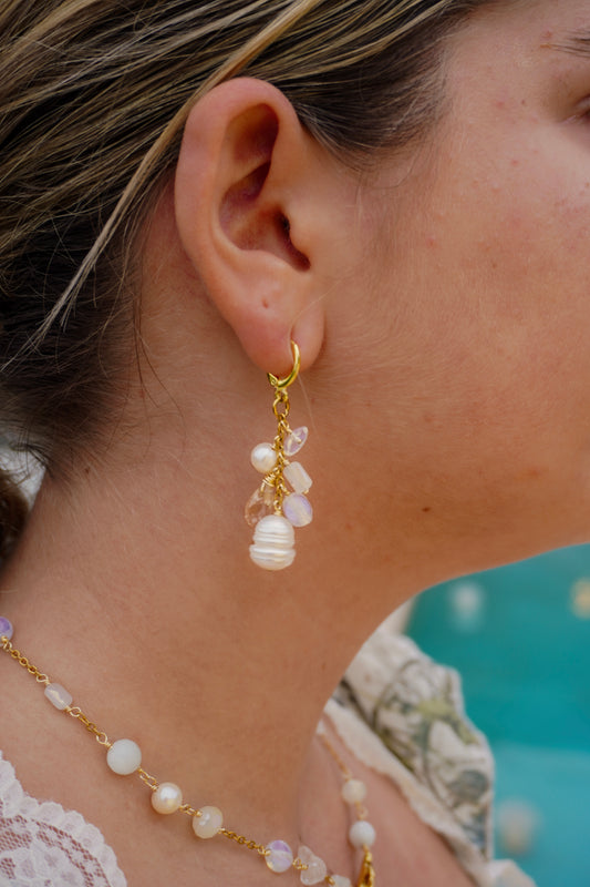 First Frost White and Blue Charm Earrings