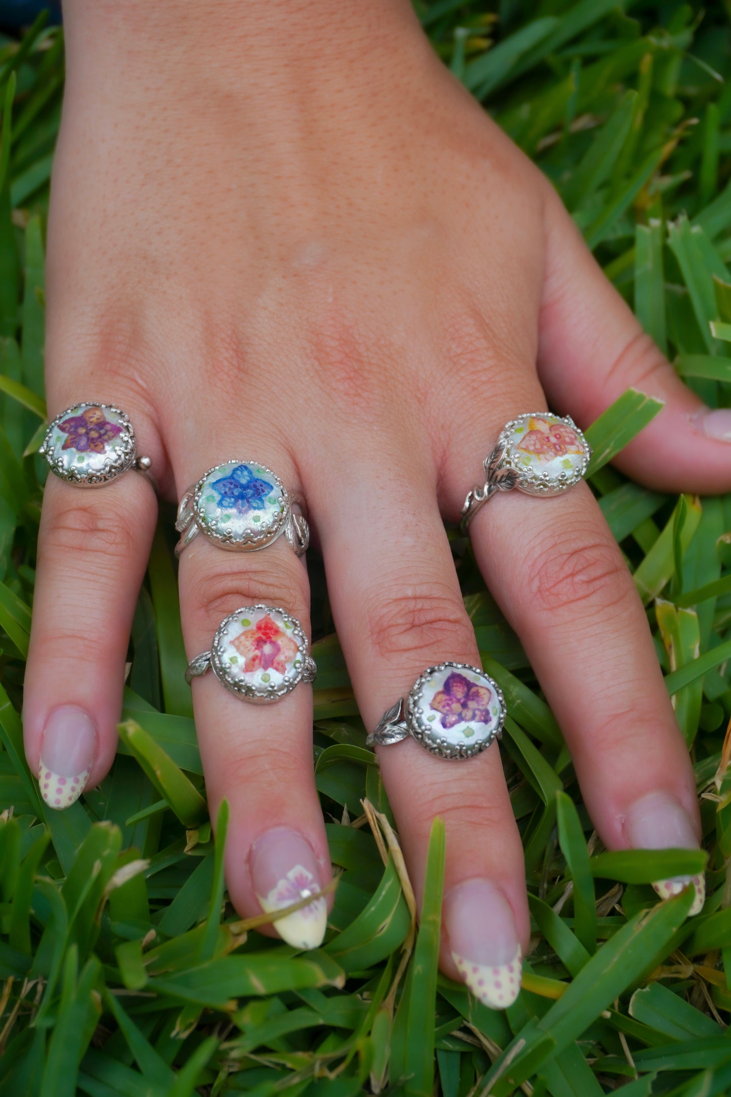 Orchid Blooms .925 Sterling Silver Rings
