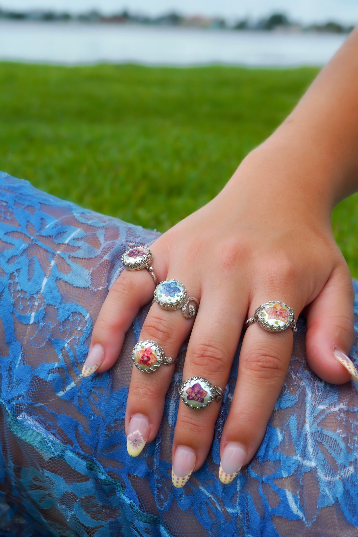Orchid Blooms .925 Sterling Silver Rings