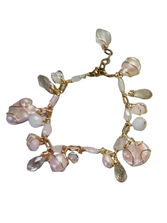 First Frost White and Blue Charm Bracelet