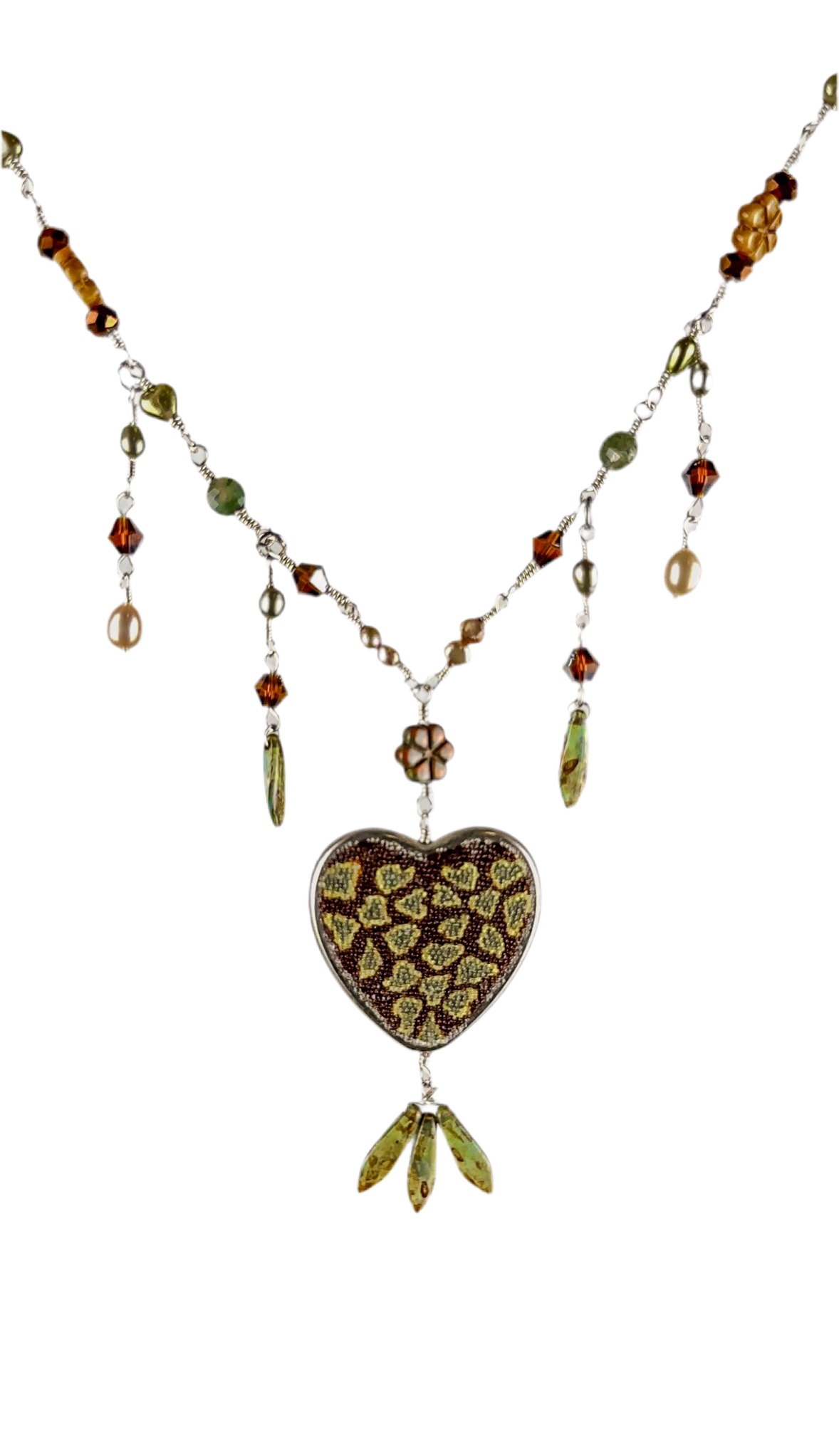 Golden Brown Chunky Heart Necklace