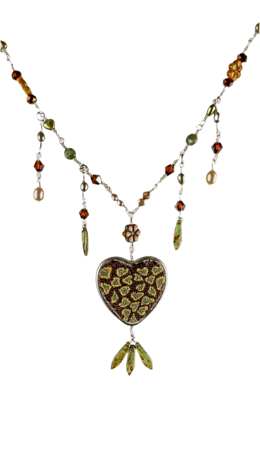 Golden Brown Chunky Heart Necklace