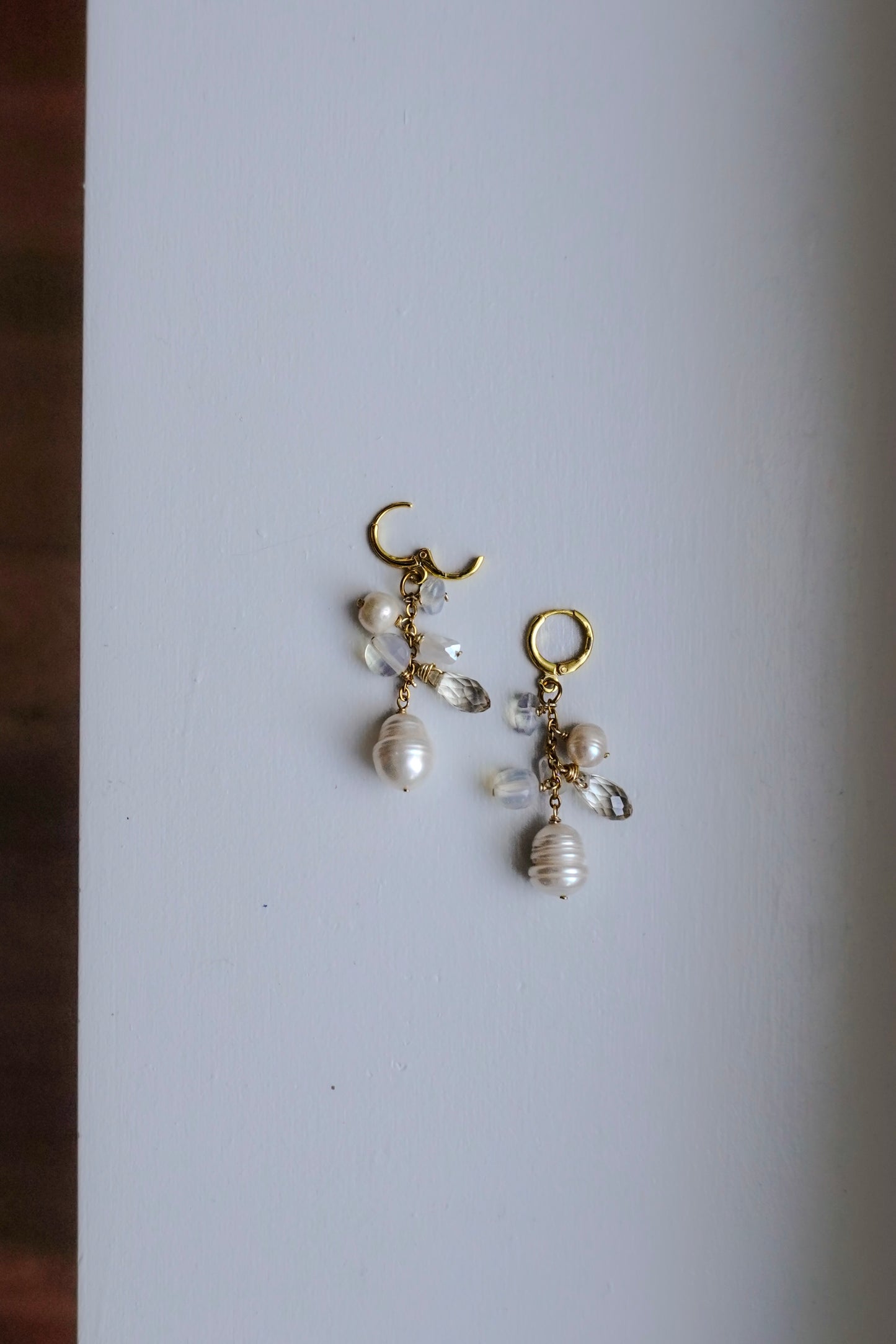 First Frost White and Blue Charm Earrings