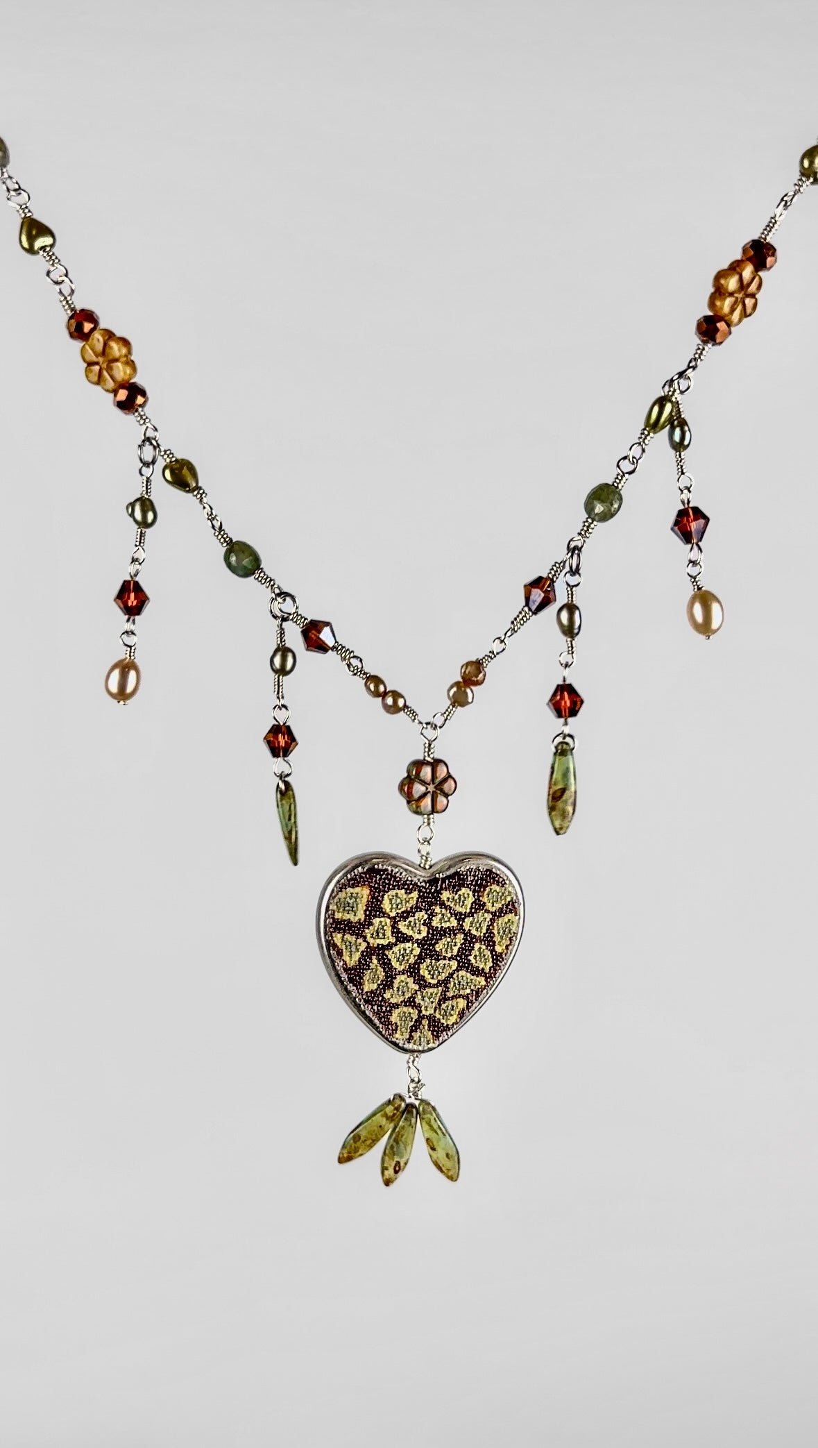 Golden Brown Chunky Heart Necklace