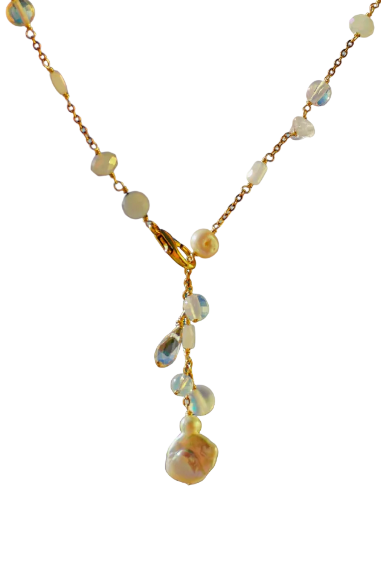 First Frost White and Blue Charm Necklace