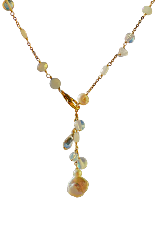 First Frost White and Blue Charm Necklace