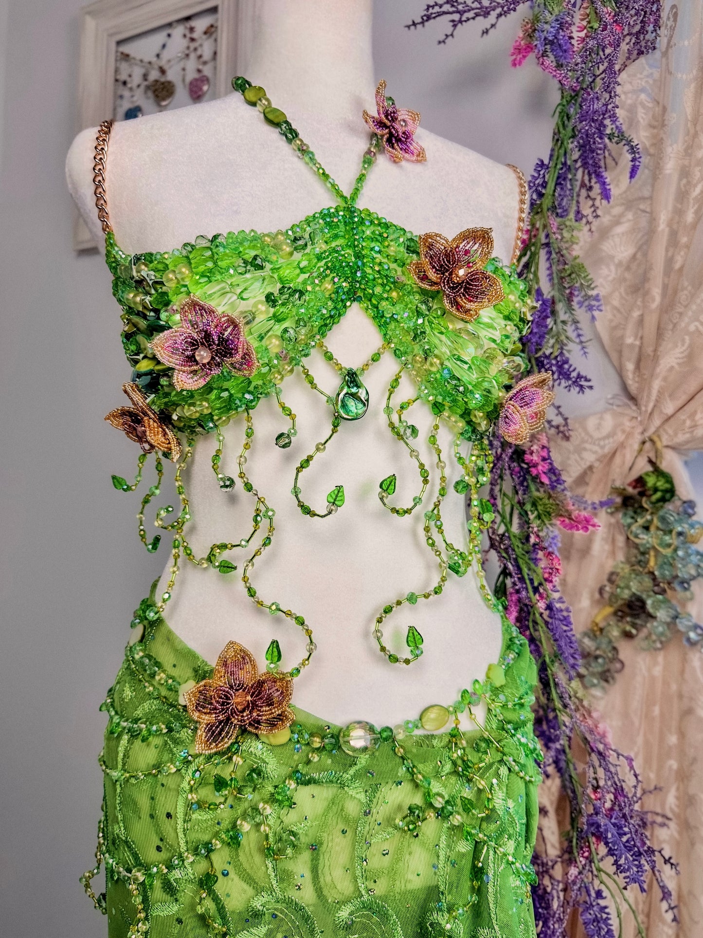 Flora’s Embrace Beaded Bralette & Waist Chain