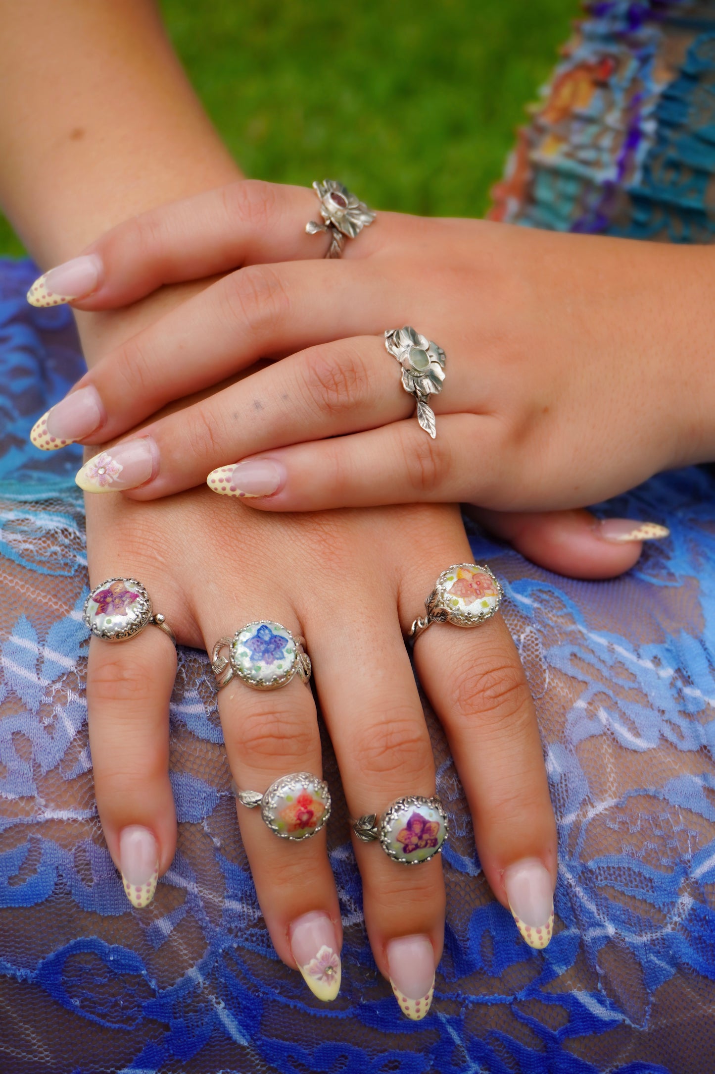 Orchid Blooms .925 Sterling Silver Rings