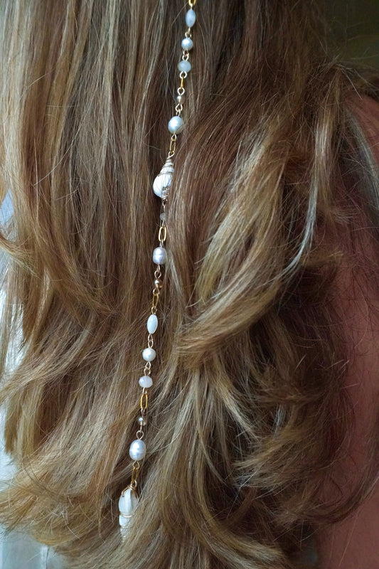 White Pearl Seashell Hippie Hair Bead