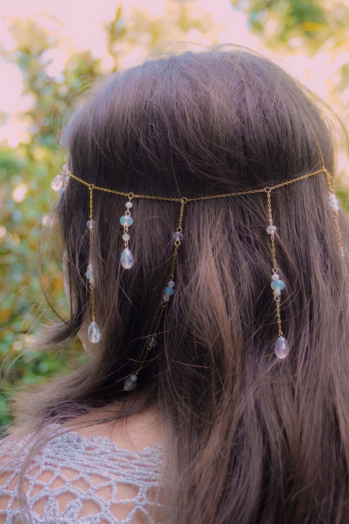 First Frost Opalite Crystal Dangling Head Chain