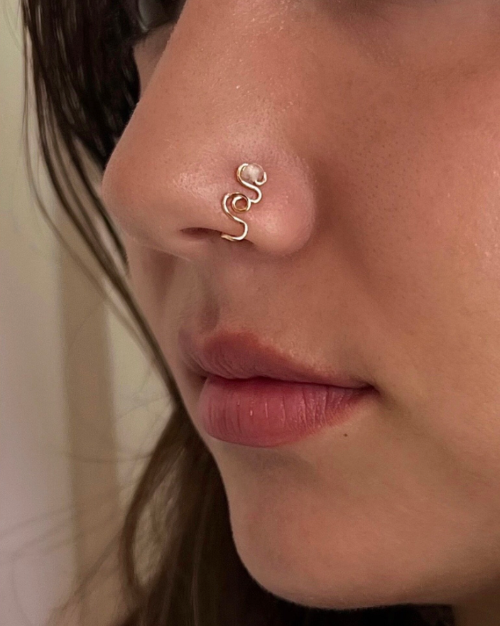 Moonstone Nose Cuff Fauz Nose Ring