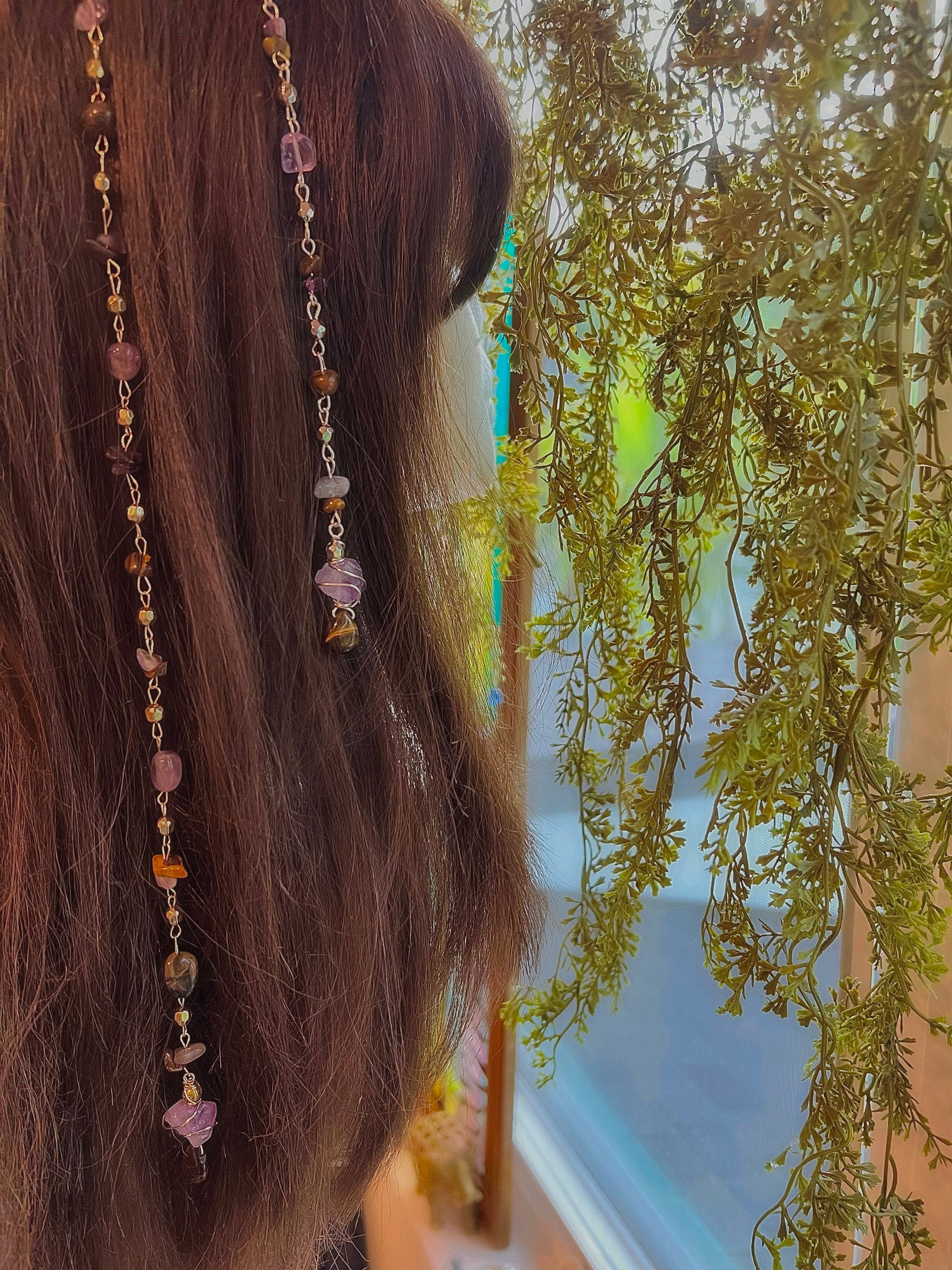 Non-Tarnishing Dreamer Hippie Hair Bead | Clip in Hair Accessory | Hippie Aesthetic Jewelry | Amethyst Hair Charm | Unique Hair Accessory