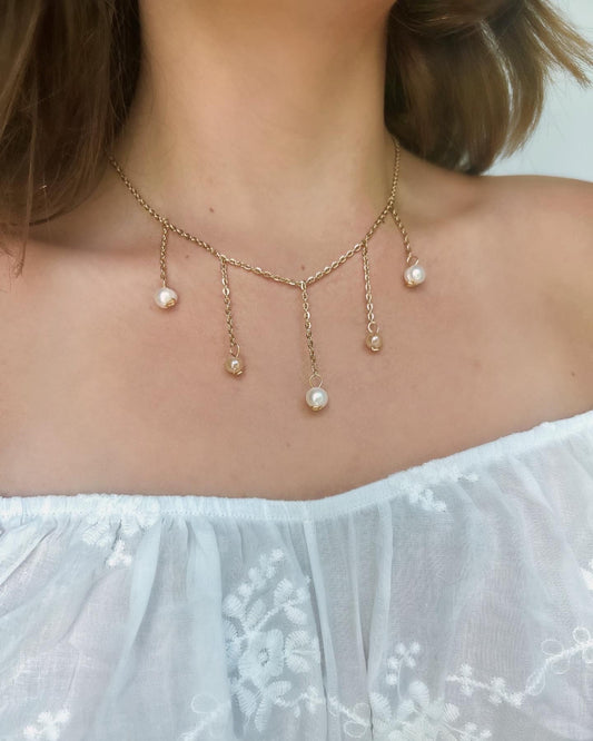 Charolette Necklace | Summer Jewelry | Pearl and Citrine Necklace | Pearl Under the Sea Jewelry | Pearl Necklace