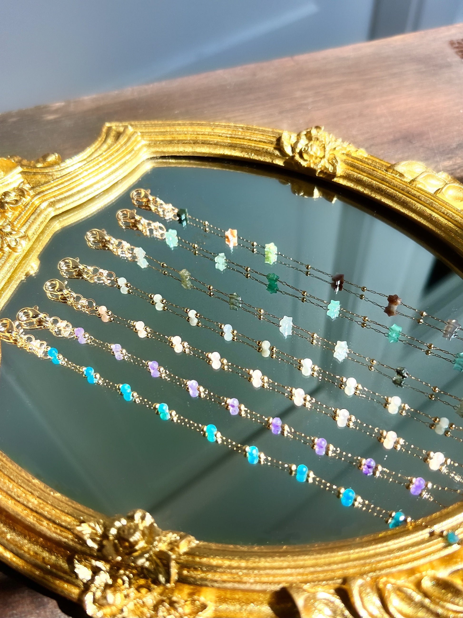 Gold Unique Star Crystal Bracelets | Dainty Star Bracelets | Gold Dainty Crystal Necklace | Gold Crystal Dainty Gold Bracelet