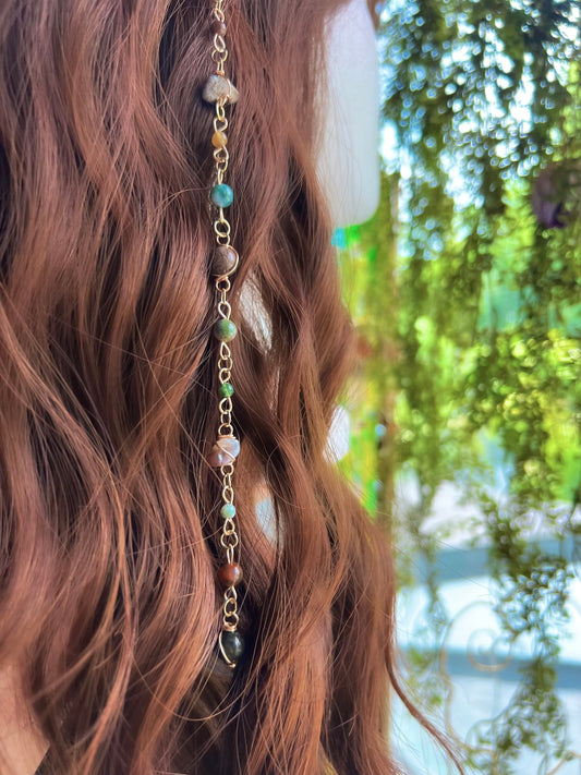Mother Nature Hippie Hair Bead | Nature Hair Accessory | Hair Beads | Goddess Hair Charm | Earth Inspired Hair Accessory | Hair Chain