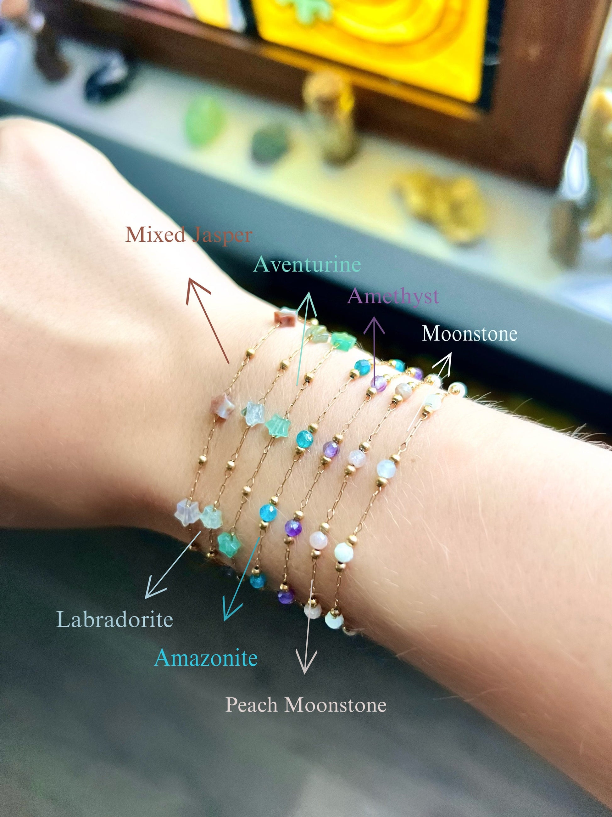 Gold Unique Star Crystal Bracelets | Dainty Star Bracelets | Gold Dainty Crystal Necklace | Gold Crystal Dainty Gold Bracelet