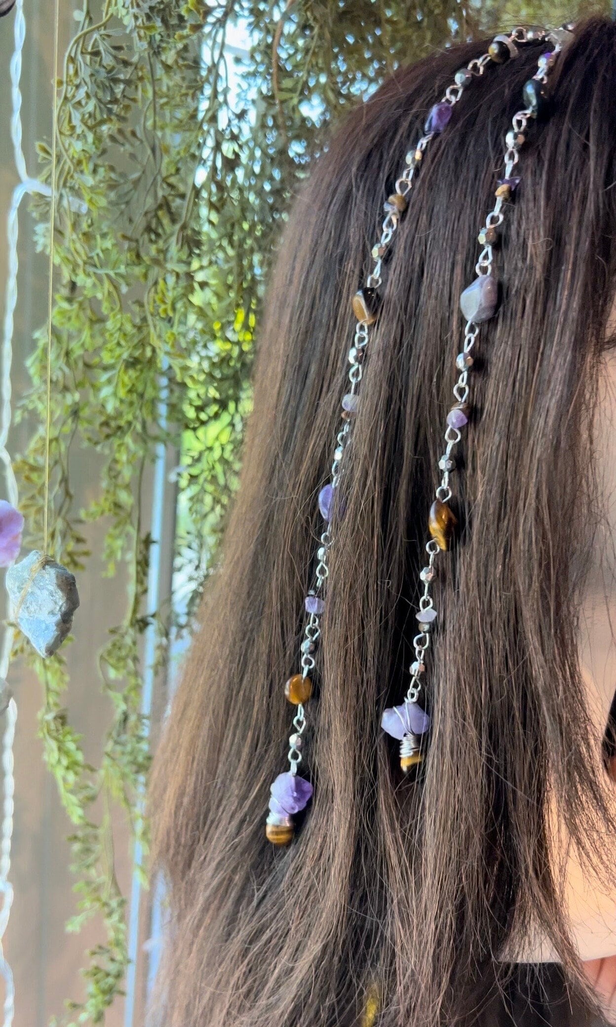 Non-Tarnishing Dreamer Hippie Hair Bead | Clip in Hair Accessory | Hippie Aesthetic Jewelry | Amethyst Hair Charm | Unique Hair Accessory