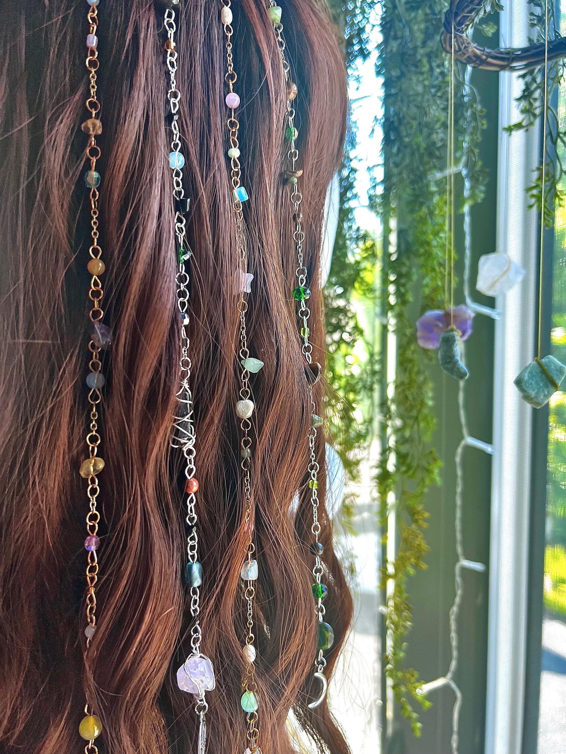 Create Your Own Crystal Hippie Hair Beads | Crystal Hair Accessories | Custom Boho Jewelry | Hair Charms | Crystal Hair Jewels | Gold/Silver