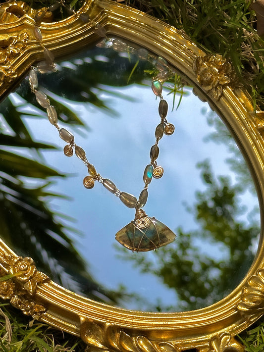 Evil Eye Beaded Crystal Necklace, Trendy Labradorite Jewelry, Gift for Her, Minimalist Gift, Labradorite Layering Necklace 14k Gold & Silver