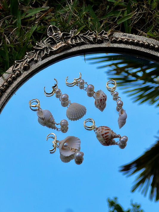 Seashell Mismatch Hair Charms | Pearl and Shell Earrings | Mermaid Aesthetic | Ocean Themed | Shell Hair Accessories | Mermaid Hair Charms