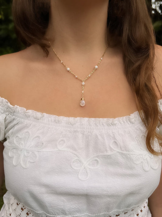 Natural Moonstone Teardrop Necklace | Dainty Moonstone Necklace | Silver & Gold Delicate Drop Necklace | Unique Handmade Moonstone Necklace